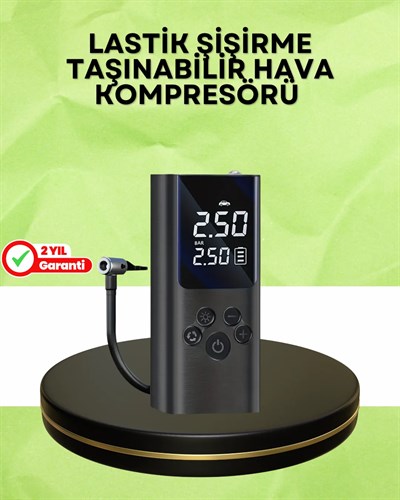 USB Şarjlı Taşınabilir Hava Kompresörü Dijital Ekranlı