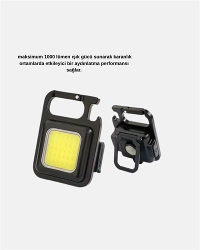 USB Type-C Şarjlı Mini Fener – Manyetik, Katlanabilir ve Şişe Açacaklı Tasarım