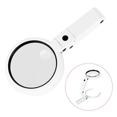 USB şarj edilebilir katlanabilir 3.5-10x büyüteç 8 LEDli masa ve eliçin taşınabilir büyüteç FS90RC