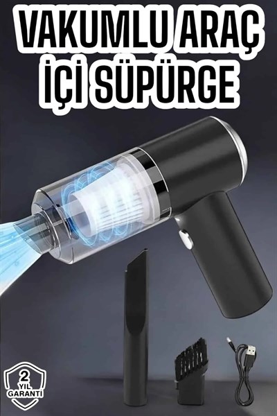 Üflemeli Güçlü Vakumlu Ev Ofis Araç Süpürgesi El Süpürgesi Şarjlı