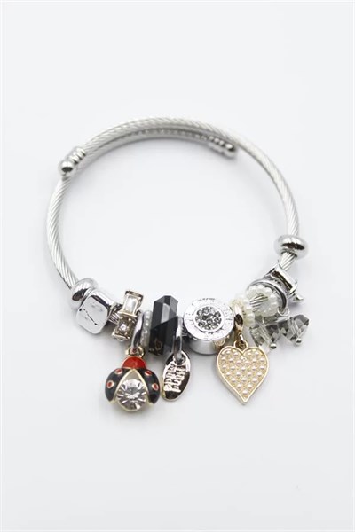 Uğur Böceği Charmlı Bilezik - Siyah