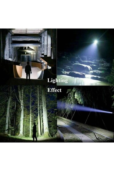 Ultra Parlak El Feneri Usb Şarj 4 Led+Yan Cob Led Taktik Günlük Hayat Kamp Avcılık El Feneri