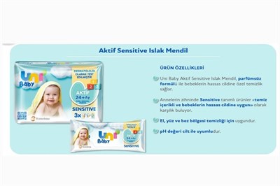 Uni Baby Aktif Sensitive Bebek Islak Mendil 24+ Ay 3x52 Adet