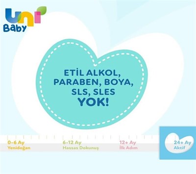 Uni Baby Aktif Sensitive Bebek Islak Mendil 24+ Ay 3x52 Adet