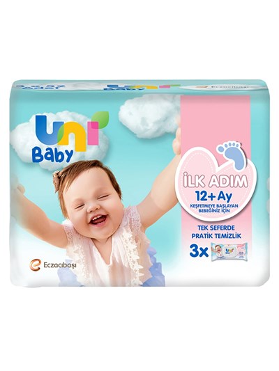 Uni Baby İlk Adım Bebek Islak Mendil 12+ Ay 3x52 Adet