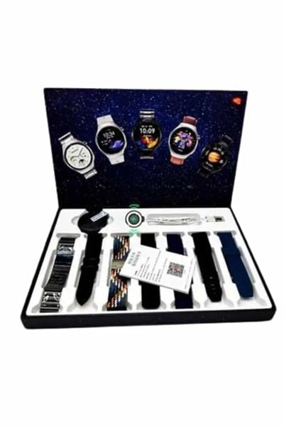 Unısex Yuvarlak Ekranlı 7 Kordonlu Akıllı Saat GPS Destekli Çoklu Kordon Seçeneği