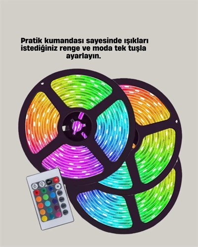 Uzaktan Kumandalı RGB Smart Şerit LED Işık Esnek ve Taşınabilir Dekorasyon