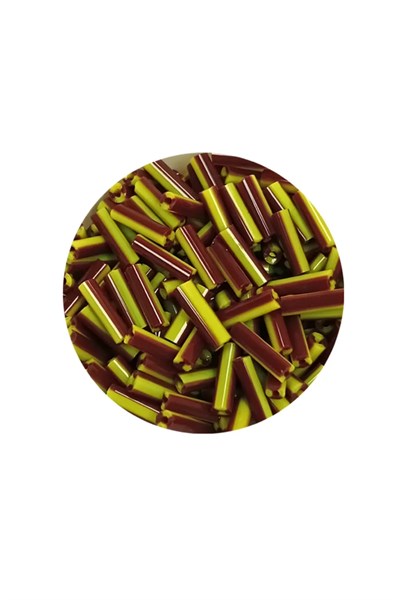 Uzun Boru Kesme Boncuk Çap 2mm Uzunluk 10 mm - 60 Gram - Koyu Kırmızı Sarı - BNC297