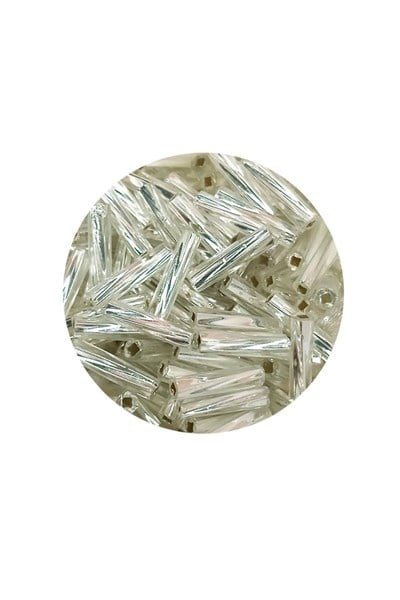 Uzun Boru Kesme Boncuk Çap 2mm Uzunluk 10 mm - 60 Gram - Parlak Gümüş - BNC296