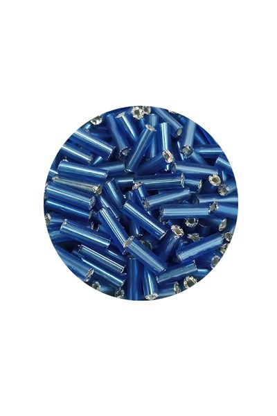 Uzun Boru Kesme Boncuk Çap 2mm Uzunluk 10 mm - 60 Gram - Mavi - BNC281
