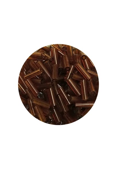 Uzun Boru Kesme Boncuk Çap 2mm Uzunluk 10 mm - 20 Gram - Şeffaf Kahverengi - BNC246