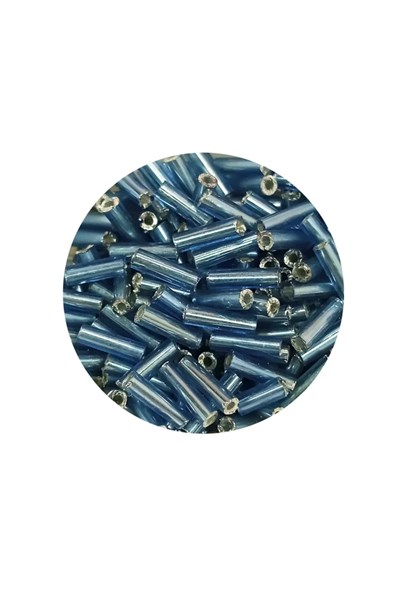 Uzun Boru Kesme Boncuk Çap 2mm Uzunluk 10 mm - 60 Gram - Camgöbeği Mavi - BNC267
