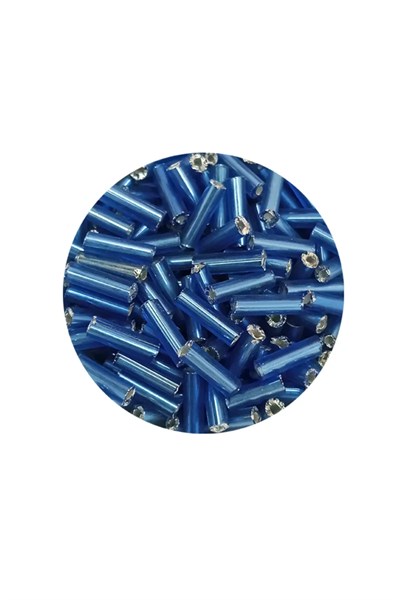 Uzun Boru Kesme Boncuk Çap 2mm Uzunluk 10 mm - 20 Gram - Mavi - BNC242