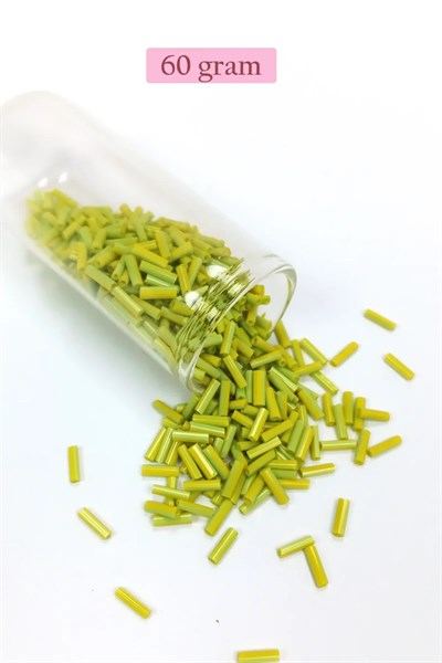 Uzun Boru Kesme Boncuk Çap 2mm Uzunluk 10 mm - 60 Gram - Yeşil - BNC282