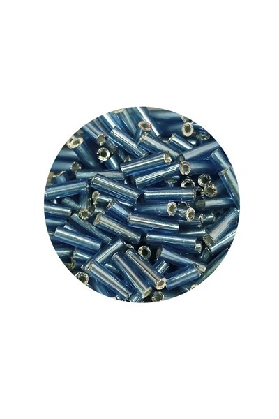 Uzun Boru Kesme Boncuk Çap 2mm Uzunluk 10 mm - 60 Gram - Camgöbeği Mavi - BNC267