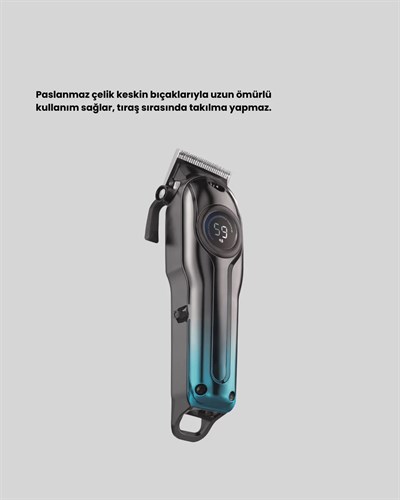 Uzun Çalışma Süreli LCD Göstergeli Saç Kesme Makinesi