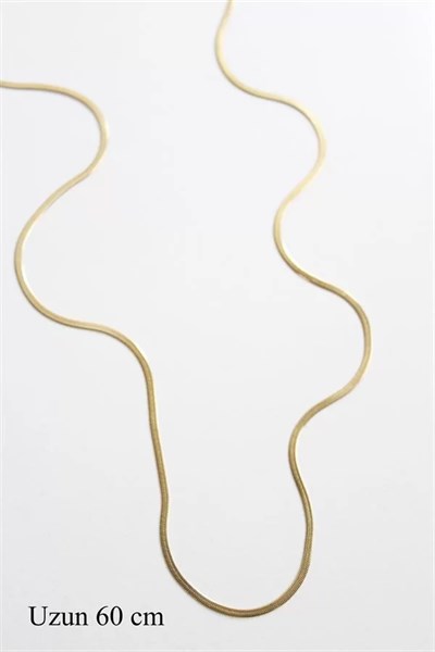 Uzun İnce İtalyan Zincir Kolye (60 cm) - Altın