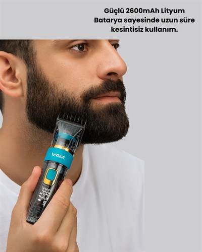 VGR V-695 Şarjlı Profesyonel Erkek Saç Sakal Tıraş Makinesi IPX7 Su Geçirmez