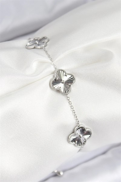 VIP Pirinç Yonca Model Gümüş Renk Kadın Bileklik