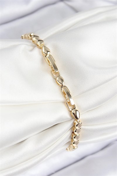 VIP Pirinç Zirkon Taşlı Sıralı Damla Model Gold Renk Kadın Bileklik