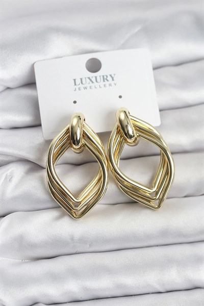 Vintage Gold Renk Pirinç Kadın Küpe