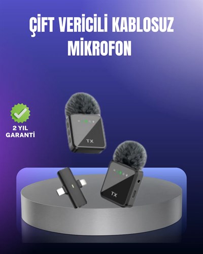Vlog Podcast ve Röportajlar İçin Kablosuz Çift Yaka Mikrofon