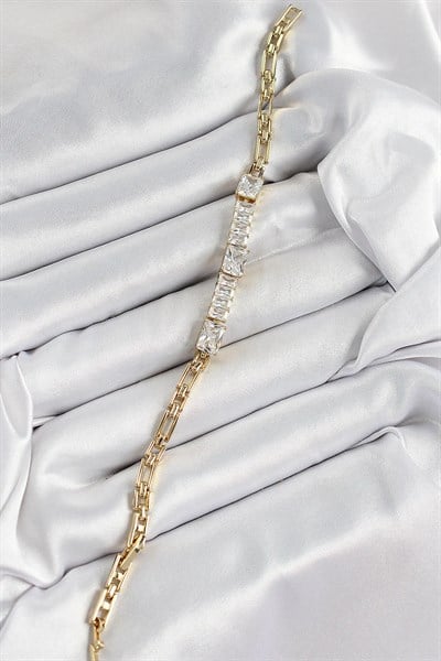 Xuping Pirinç Parçalı Su Yolu Model Gold Renk Kadın Bileklik