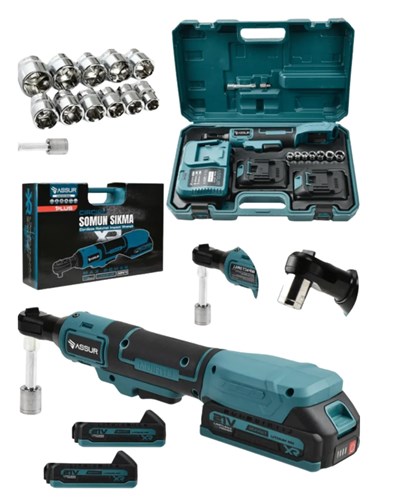 Yandan Sıkma Somun Uyumlu Akülü Cırcır Kolu 21V Güçlü Tork