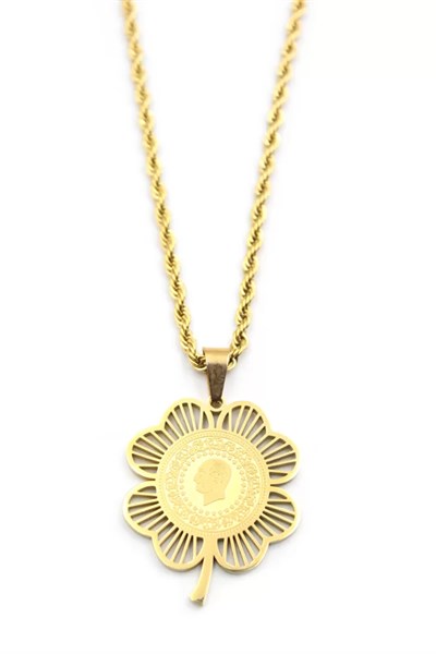 Yarımlık Yonca Kolye - Altın