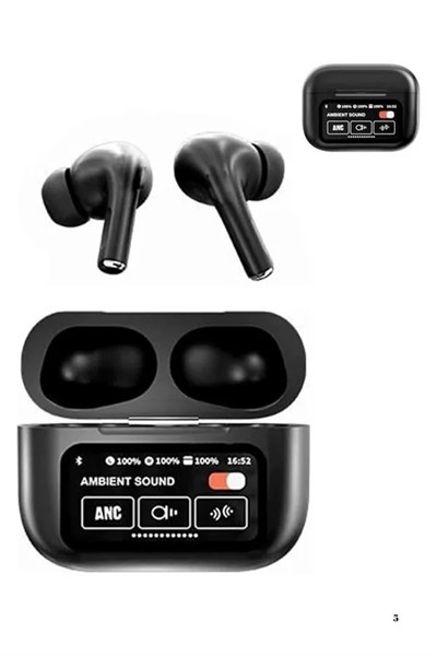 Yeni Nesil ANC Özellikli Çağrı Cevaplayan Dokunmatik Ekranlı Bluetooth Kulaklık Siyah