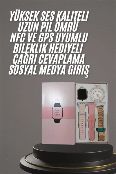 Yeni Nesil Kadın Akıllı Saat Rose Gold Android ve İos Uyumlu