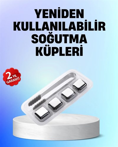 Yeniden Kullanılabilir 304 Çelik Metal Buz Küpleri 4lü Set