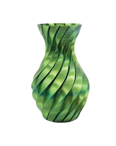Yeşil Spiral 3D Baskı Vazo Estetik Modern Ev Ofis Dekoru
