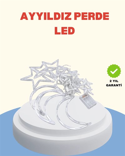 Yıldız Ay Tasarımlı Prizli Perde LED Işık İç Mekan Dekoru