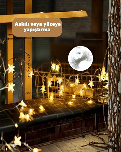 Yıldız Figürlü Led Şerit Işık 5m İç Mekan Dekor Aydınlatma