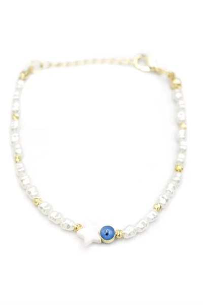 Yıldız İnci Bileklik - Beyaz