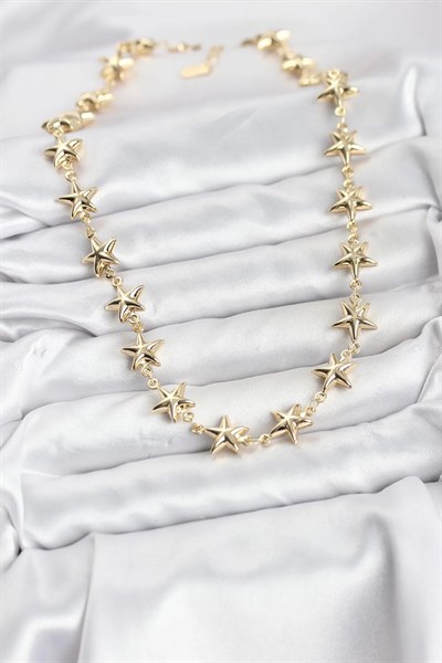 Yıldız Model Pirinç Gold Renk Kadın Kolye