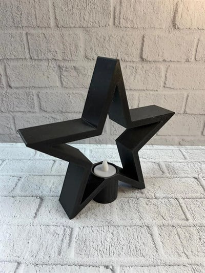 Yıldız Mumluk Siyah Modern Salon ve Raf Dekoru