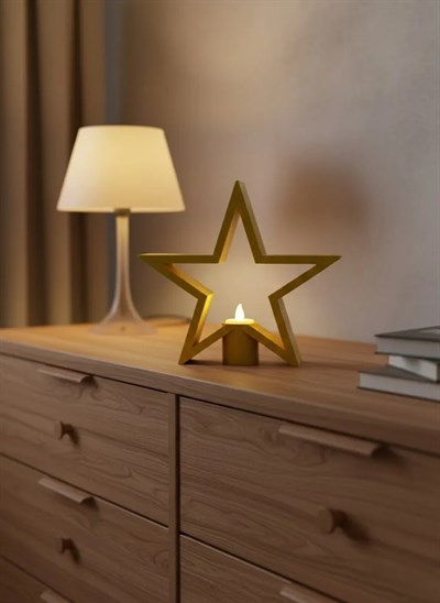 Yıldız Şeklinde Sarı Mumluk Loş Işık Ev Aksesuarı