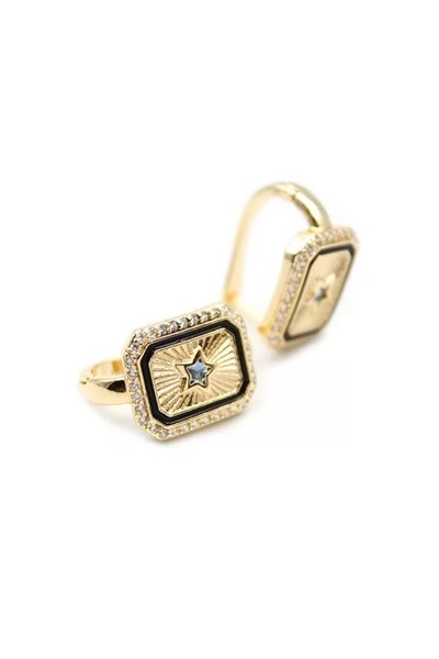 Yıldız Taşlı Küpe - Mavi