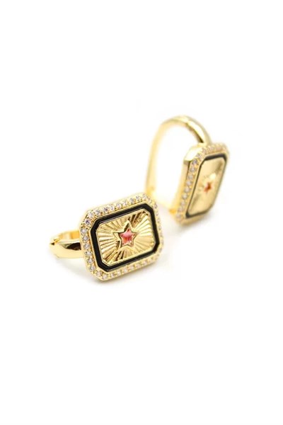 Yıldız Taşlı Küpe - Pembe