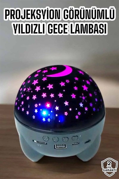 Yıldız Yansıtmalı Projeksiyon Gece Lambası Şarjlı Taşınabilir