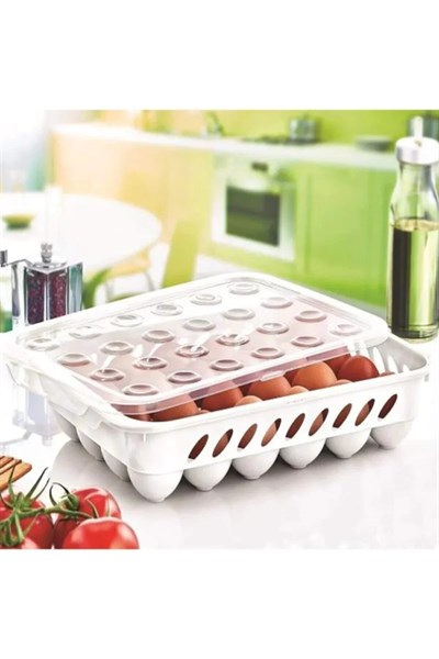 Yumurta Kapalı Saklama Kabı 24lü Beyaz