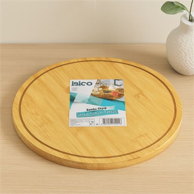 Yuvarlak 29.7 cm Bambu Döner Sunum Tepsisi (360°)