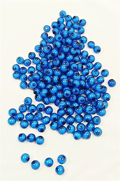Yuvarlak Boncuk İçten Boncuklu Bileklik Çanta Boncuğu 8 mm 50 gr Mavi - BNC468