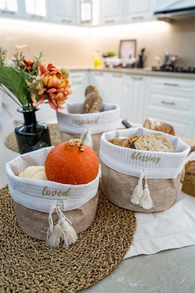 Yuvarlak Katlanabilir Çok Amaçlı Saklama Organizer Kutu Keçe Sepet (mini)