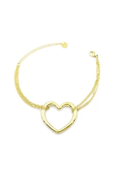 Zincir Kalp Bileklik - Altın