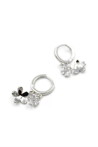 Zirkon Taşlı Çiçek Küpe - Gümüş