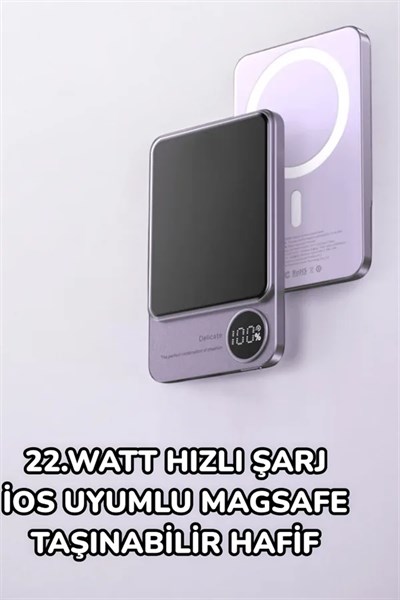 iOS Uyumlu 22.5W Hızlı Şarj Magsafe Powerbank Dijital Göstergeli 10.000 mAh