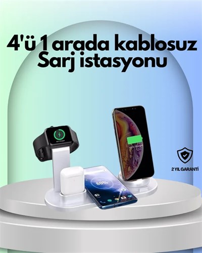 iPhone, Apple Watch ve AirPods ile Uyumlu 4ü 1 Arada Şarj Ünitesi – Tüm Apple Cihazları Tek Noktada